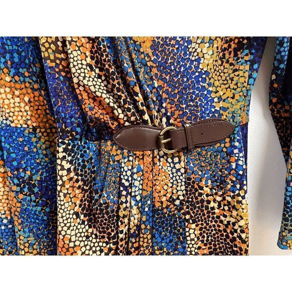 London Times Women's Surplice V-Neck 3/4 sleeve Draped Dress Multi Size 8 - Picture 5 of 8